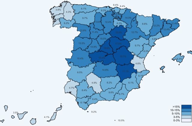 Seroprevalencia acumulada tras los cuatro estudios realizados, con Castilla-La Mancha en cabeza junto con Madrid