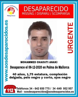 Mohammed Chaouit Anaki, desaparecido en Palma el 6 de diciembre.