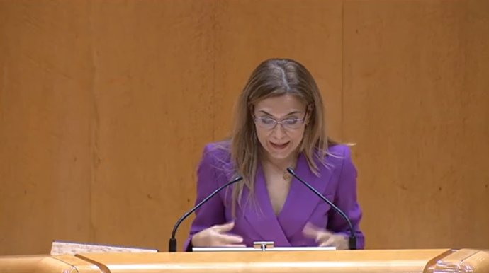 La senadora del PP, Ana Isabel Alós, durante su intervención en el Pleno del Senado