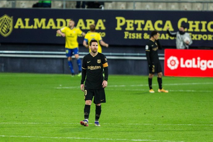 Lionel Messi of Barcelona during LaLiga, football match played between Cadiz Club Futbol and Futbol Club Barcelona at Ramon de Carranza Stadium on December 5, 2020 in Cadiz, Spain.