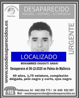 Localizado Mohammed Chaouti Anaki, desaparecido en Palma el 6 de diciembre.