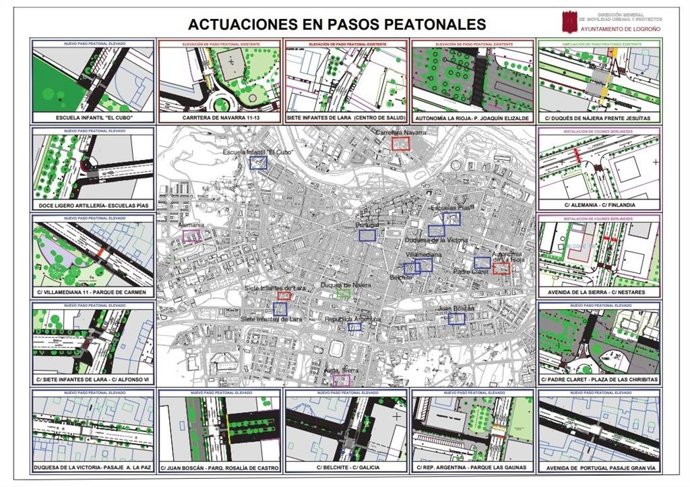 El Ayuntamiento remodelará o ampliará 16 pasos de peatones, siete de ellos en entornos escolares