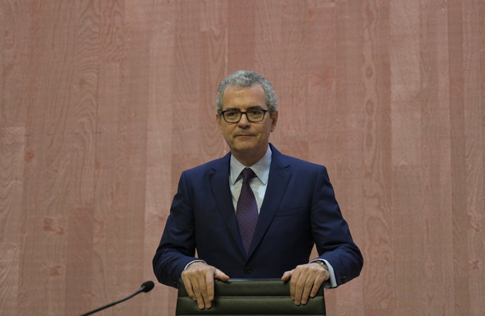 El presidente de Inditex, Pablo Isla, durante la Junta General de Accionistas de Inditex 2019 en la sede central de Arteixo , a Coruña, a 16 de septiembre de 2019