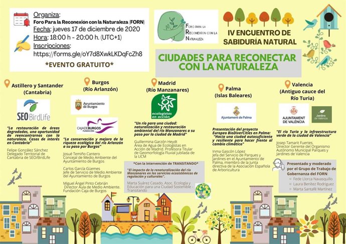Cartel del encuentro 'Ciudades para reconectar con la naturaleza'.