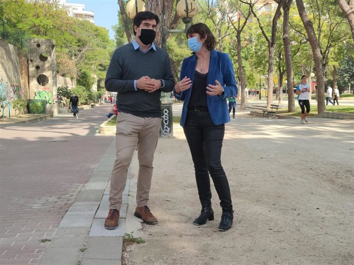 La portavoz del grupo municipal del PSOE en el Ayuntamiento de Zaragoza, Lola Ranera, y el concejal socialista, Horacio Royo