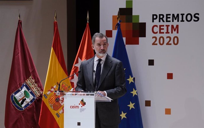 El rey Felipe VI en los Premios Empresariales 2020 de la Confederación Empresarial de Madrid-CEOE (CEIM).
