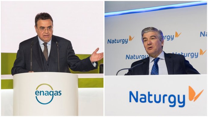 El presidente de Enagás, Antonio Llardén, y el presidente de Naturgy, Francisco Reynés 