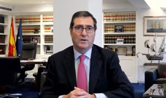 El presidente de la CEOE, Antonio Garamendi, durante su intervención en el Homenaje al Empresariado Balear de CAEB.