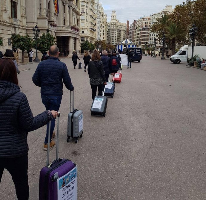 Imagen de la protesta por el centro de Valncia