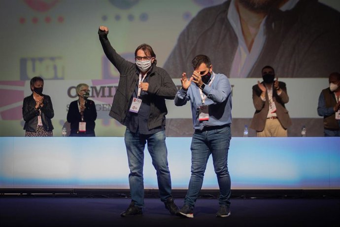 Secretario general de UGT Catalunya, Camil Ros, y el presidente del sindicato, Matías Carnero