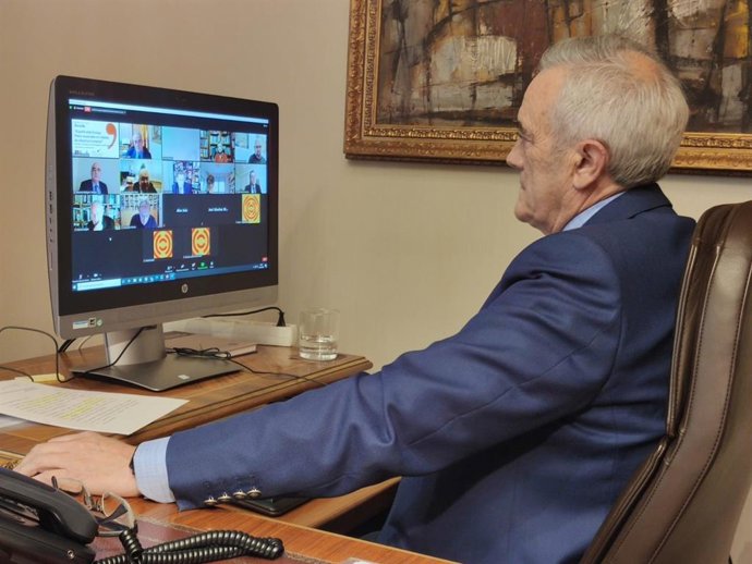 El presidente de las Cortes de Aragón, Javier Sada, inauguraa la jornada 'España ante Europa: Retos nacionales en materia de Derechos Humanos', en la que colabora la Fundación Manuel Giménez Abad.