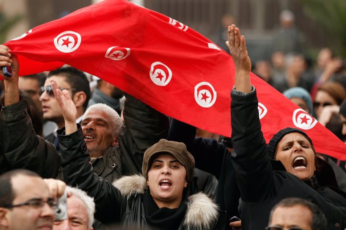 Manifestación en Túnez en el marco de la 'Primavera Árabe'