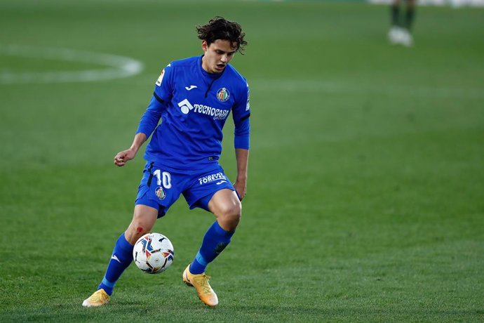 Enes Unal of Getafe in action during the spanish league, La Liga Santander, football match played between Getafe CF and Sevilla FC at Coliseum Alfonso Perez on december 12, 2020, in Getafe, Madrid, Spain