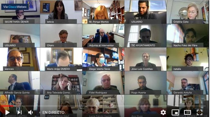 Pleno telemático del Ayuntamiento de Oviedo.