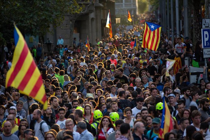 Protestes durant la vaga general. Barcelona (Catalunya, Espanya), 18 d'octubre del 2019.