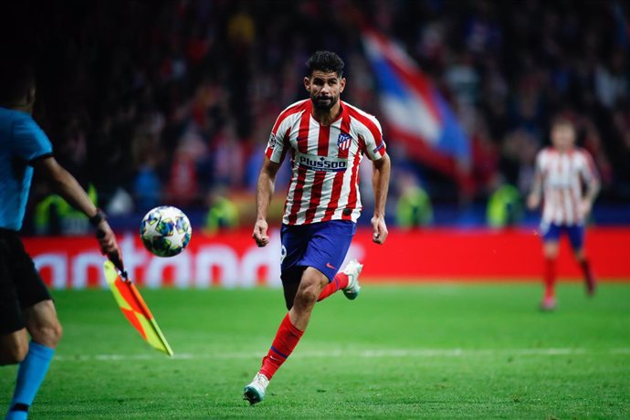 Diego Costa of Atletico de Madrid during the UEFA Champions League football match played between Atletico de Madrid and Bayer 04 Leverkusen at Wanda Metropolitano Stadium in Madrid, Spain, on October 22, 2019.