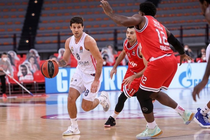 Nicolas Laprovittola durante el Olympiacos-Real Madrid de la Euroliga 2020-2021
