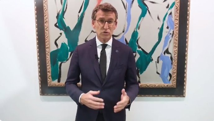 El presidente de la Xunta, Alberto Núñez Feijóo, en un vídeo difundido para felicitar la Navidad.