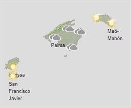 Mapa de la predicción meteorológica para este domingo 20 de diciembre en Baleares.