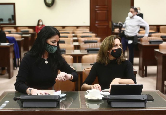 Las diputadas de Vox, Carla Toscano (i) y Reyes Romero (d) durante la Comisión de seguimiento y evaluación de los Acuerdos del Pacto de Estado en materia de Violencia de Género