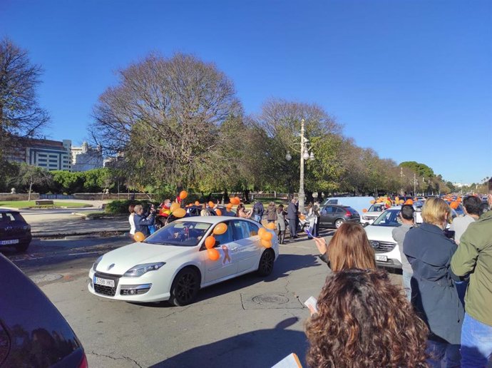Marcha de vehículos convocada por 'Más Plurales' que ha recorrido este domingo diversas calles de Valncia contra la 'Ley Celaá'