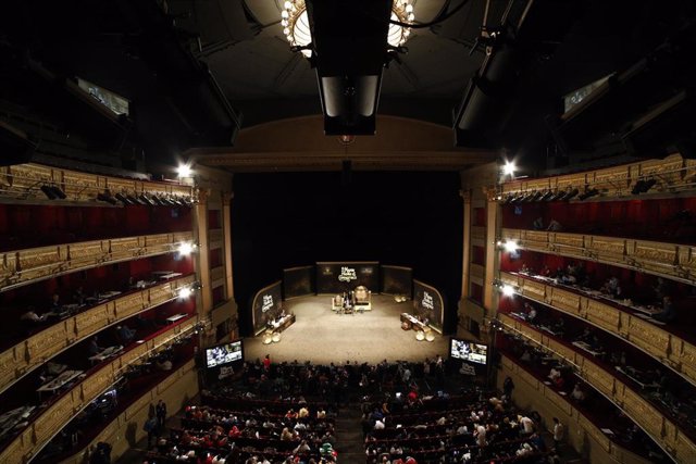 Plano del Teatro Real de Madrid durante la celebración del Sorteo Extraordinario de la Lotería de Navidad 2018. 