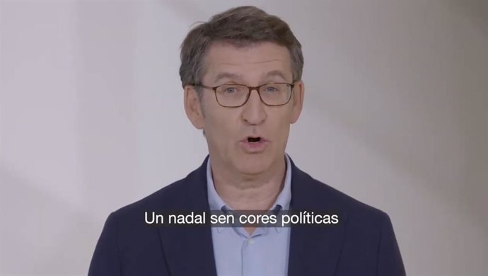 Captura del vídeo del PPdeG en el que Alberto Núñez Feijóo y otras personalidades políticas felicitan la Navidad.