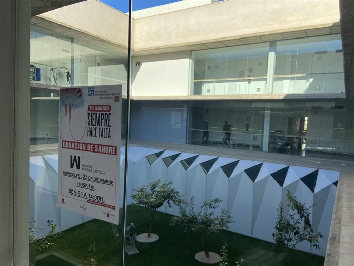 Cartel del centro de Hemodonación, en las instalaciones del Hospital Mesa del Castillo