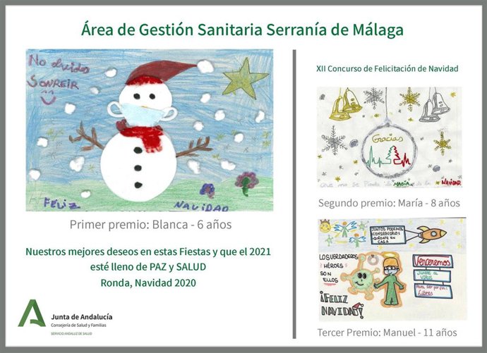 El Área Sanitaria Serranía de Málaga elige el dibujo ganador del XII Concurso de Tarjetas Navideñas