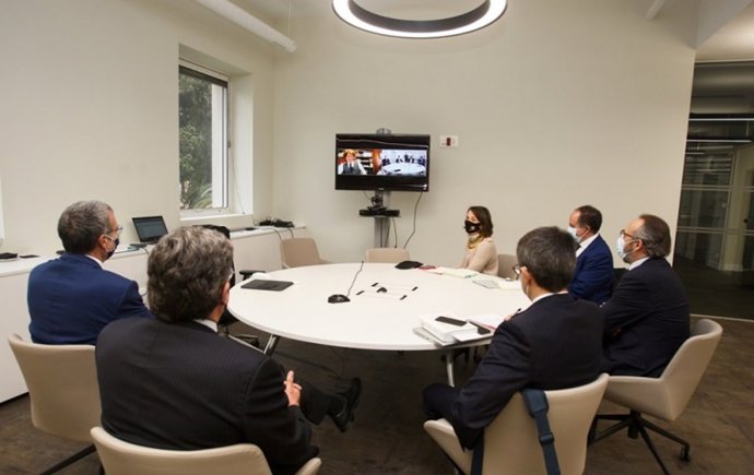 Reunión telemática de los responsables del Ministerio de Inclusión con el alcalde de Soria.