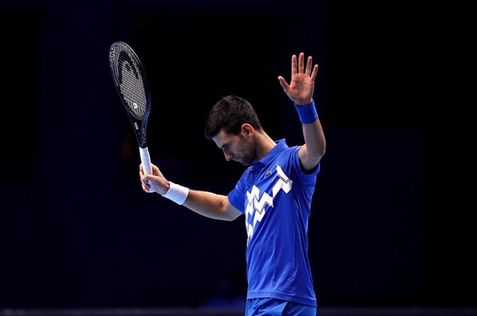 Novak Djokovic durante las Finales de la ATP de 2020