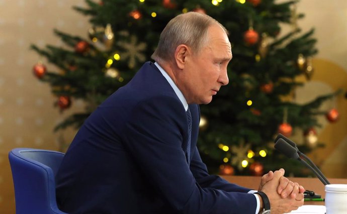 Vladimir Putin en su reciente rueda de prensa anual en Moscú