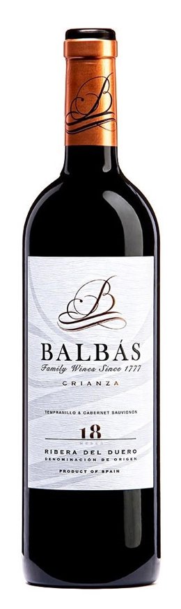 Botella de la Bodegas Balbás, de la Ribera de Duero, que es el vino con el Redissa & Dibos ha hecho el obsequio del décimo premiado.