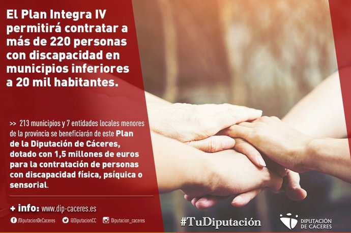 Cartel del Plan Integra IV que pondrá en marcha la Diputación de Cáceres