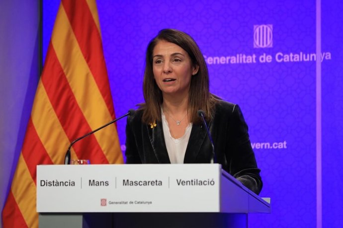 La consellera de Presidencia y portavoz del Govern, Meritxell Budó, en rueda de prensa telemática tras el Consell Executiu.
