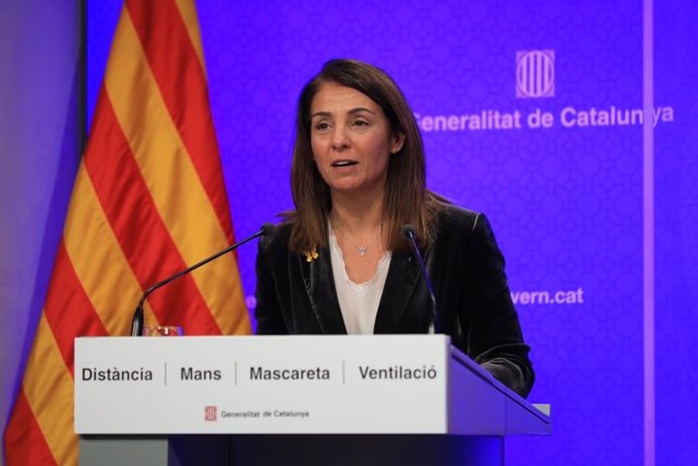 La consellera de Presidència i portaveu del Govern, Meritxell Budó, en una roda de premsa telemàtica després del Consell Executiu.