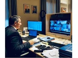 El conseller de Interior, Miquel Smper, en la reunión telemática de la Comisión de Policía de Catalunya