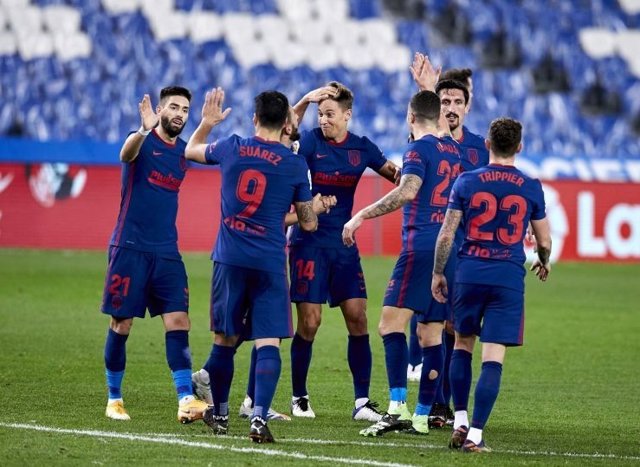 El Atlético de Madrid celebra el 0-2 ante la Real Sociedad