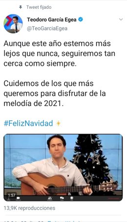 Pantallazo del vídeo colgado por García Egea en su cuenta de Twitter