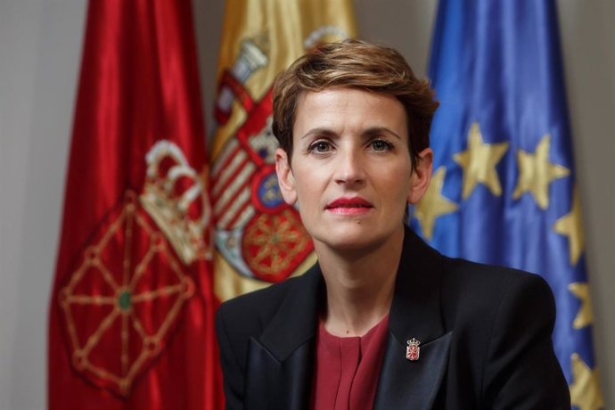 La presidenta del Gobierno de Navarra, María Chivite, en su mensaje de Navidad de 2020.