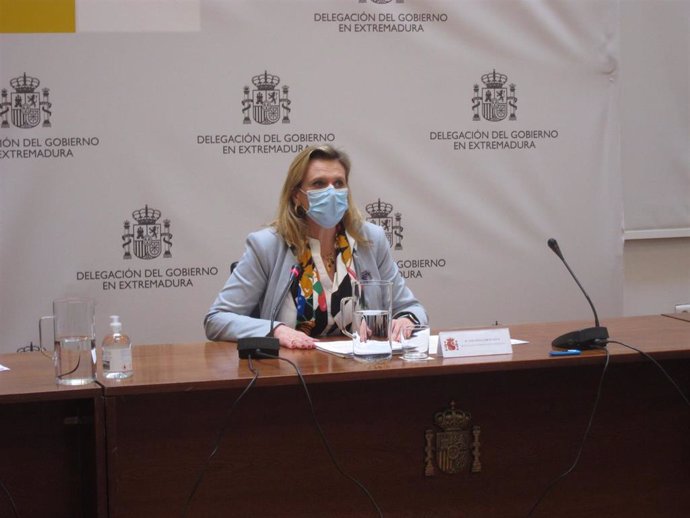 La delegada del Gobierno en Extremadura, Yolanda García Seco, en rueda de prensa