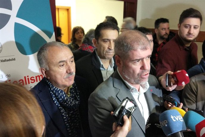 Los secretarios generales de CCOO y UGT, Unai Sordo y Pepe Álvarez, respectivamente.