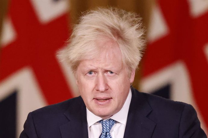 Boris Johnson, en una rueda de prensa en Londres