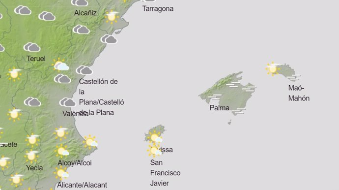 Predicción del tiempo para hoy en Baleares.