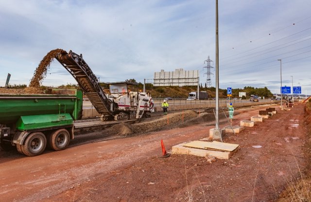 Obras del enlace de la A-2 con la AP-7 en Castellbisbal (Barcelona)