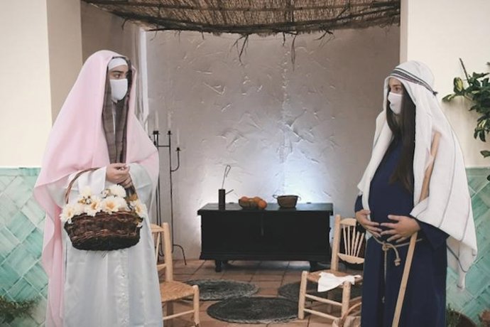 Imágenes del Belén Viviente Diocesano de Málaga con alumnos del colegio Padre Jacobo