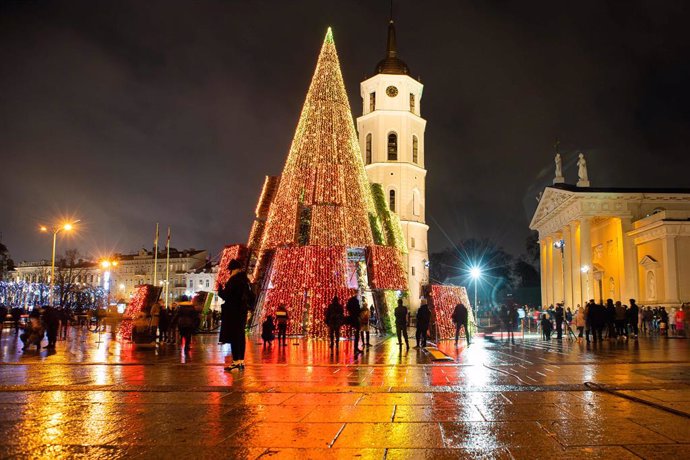Decoración de Navidad en Vilna, Lituania