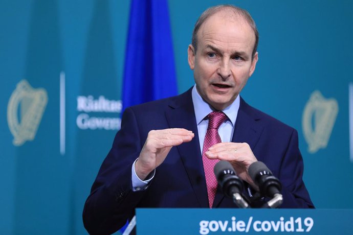 27 November 2020, Ireland, Dublin: Irish Taoiseach Micheal Martin speaks during a press conference on exiting from Level 5 of Coronavirus restrictions. Photo: Julien Behal/PA Media/dpa