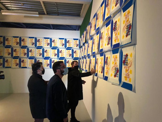 Imagen de las obras de la exposición Shadow Writing creadas a partir de la investigación sobre los sistemas de irrigación en Murcia.