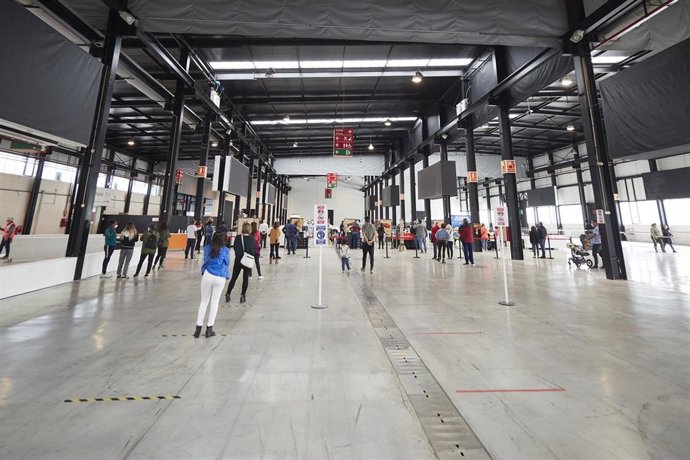 Recinto Ferial de Navarra, en Pamplona, donde el Departamento de Salud del Gobierno de Navarra realiza pruebas PCR de detección del Covid-19.